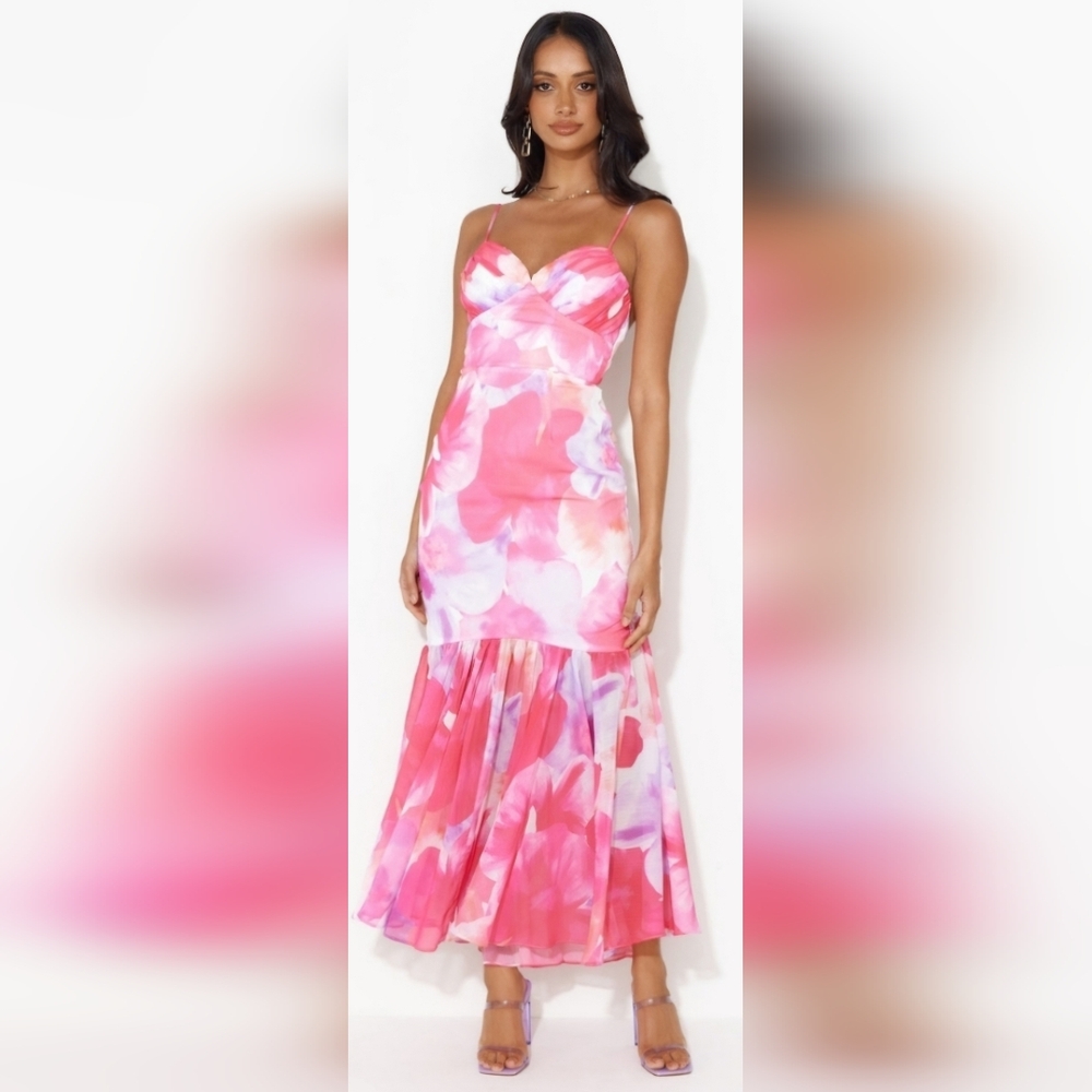 Pink Floral Maxi Dress